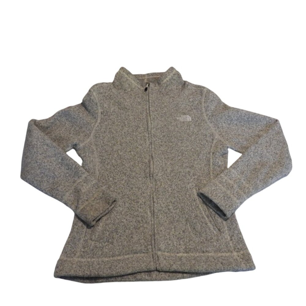 The North Face Womens jacket Size M Knit Fleece Full Zip Jacket heathered gray